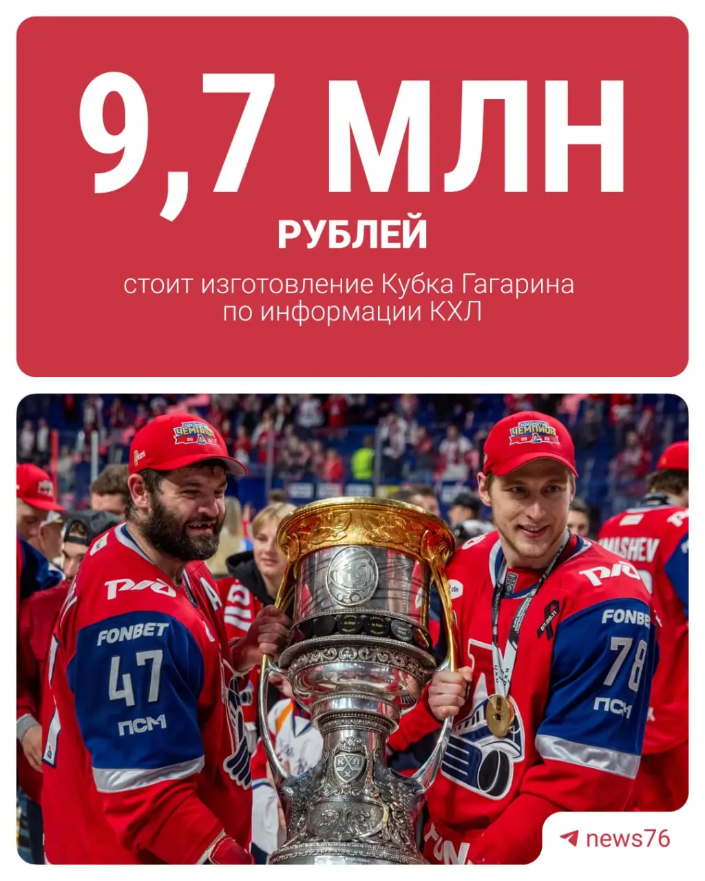 Ярославский «Локомотив» и казанский «Ак Барс» сегодня встречаются в шестом матче финала КХЛ. Рассказываем, из чего сделан Кубок Гагарина и во сколько обходится его изготовление.