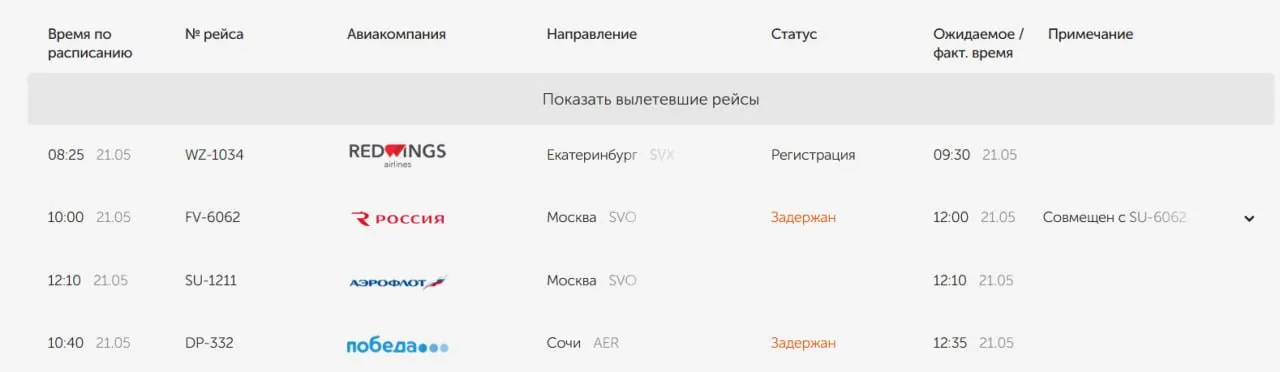 Ситуация в аэропорту Курумоч спокойная: на данный момент задержаны только два рейса — в Москву и Сочи.