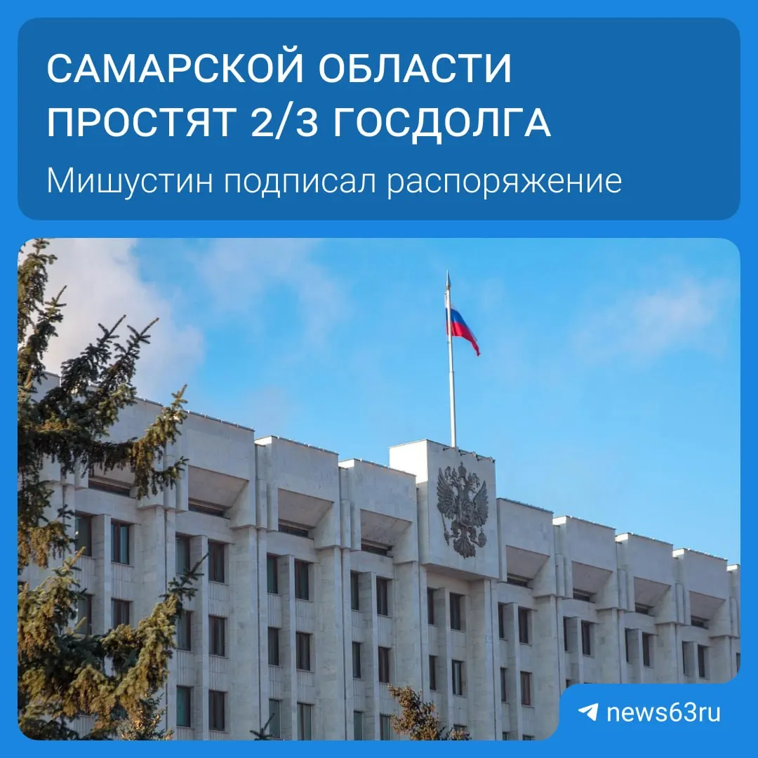Председатель правительства Михаил Мишустин подписал распоряжение о списании долгов регионов; Самарской области — 20,8 млрд рублей. В списке 21 регион, общая сумма списания превышает 114 млрд рублей; средства будут высвобождены в течение пяти лет и направлены на дороги, социальные программы и инфраструктуру.