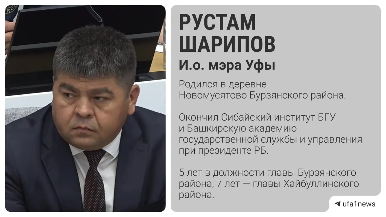 Глава Башкортостана Радий Хабиров на оперативном совещании сообщил о назначении Рустама Шарипова и.о. мэра Уфы.