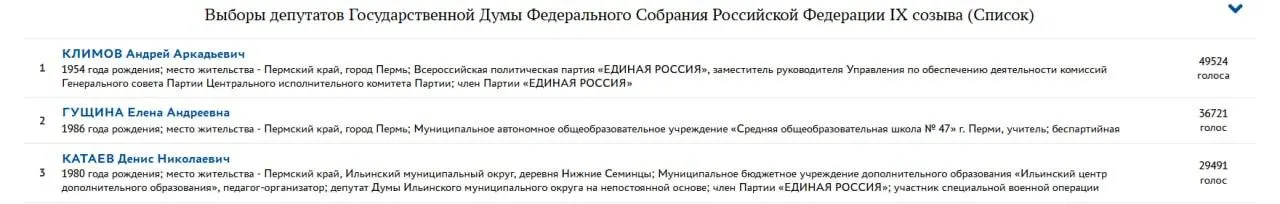 По результатам праймериз «Единой России» в Пермском крае сторонники СВО не набрали поддержку. В лидеры вышли действующие политики и известные местные фигуры — шансы представителей СВО по списку минимальны.