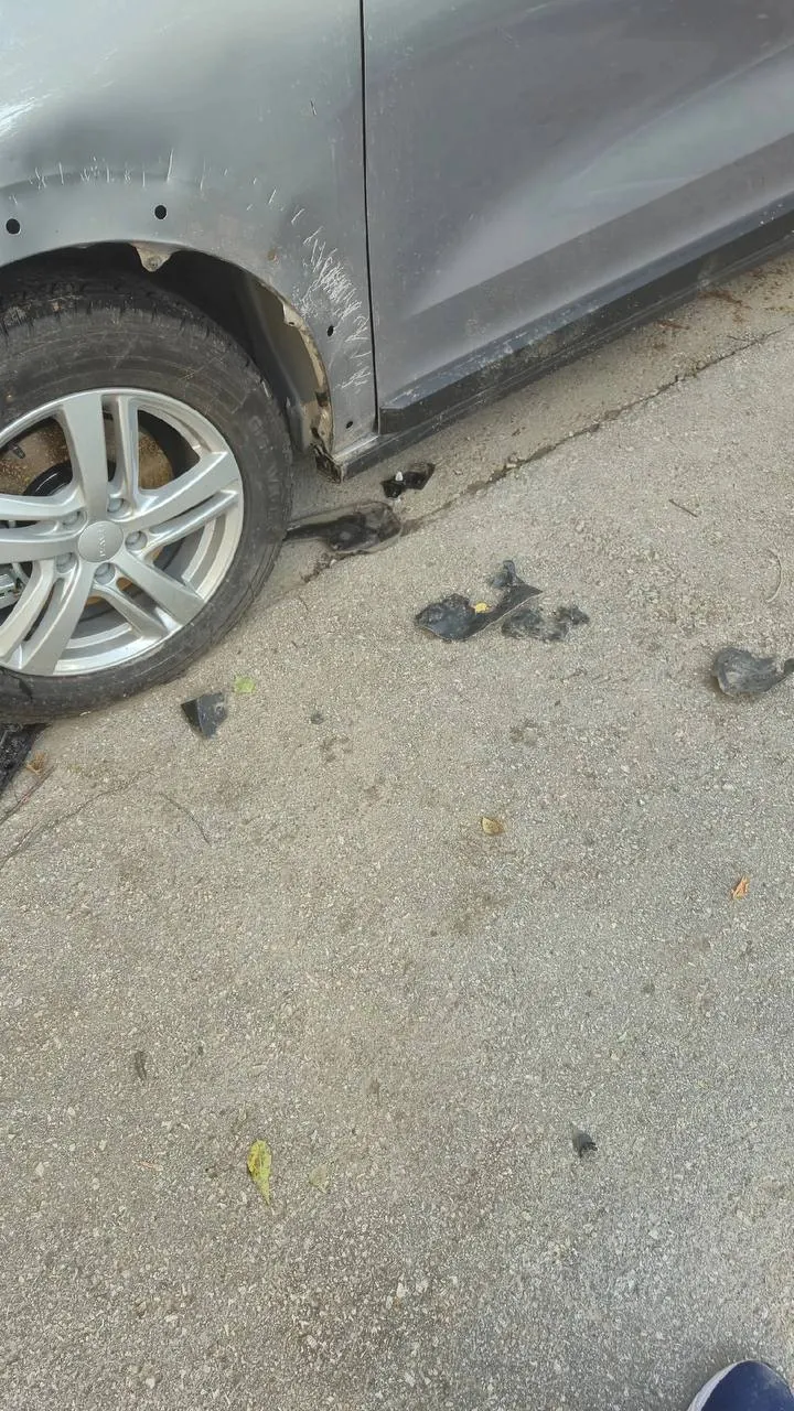 Стая собак во дворе жилого дома в Самаре повредила припаркованный автомобиль: оторвана часть подкрылка, поцарапаны дверь, капот и крыло, на кузове — вмятины и следы укусов.