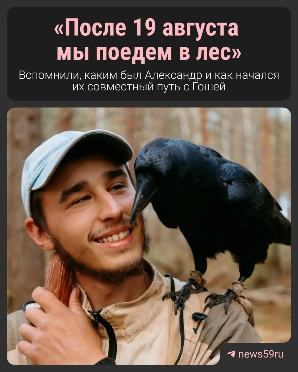 29-летний блогер из Прикамья спас ворона Гошу и делился его историями в соцсетях, став символом верной дружбы между человеком и птицей.