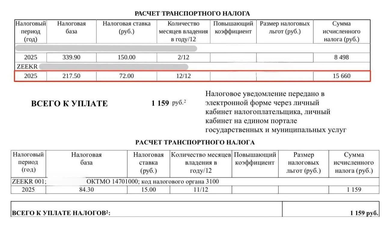 Несмотря на то, что ставка транспортного налога на электромобили до конца 2027 года равна нулю, жители получают уведомления об оплате.