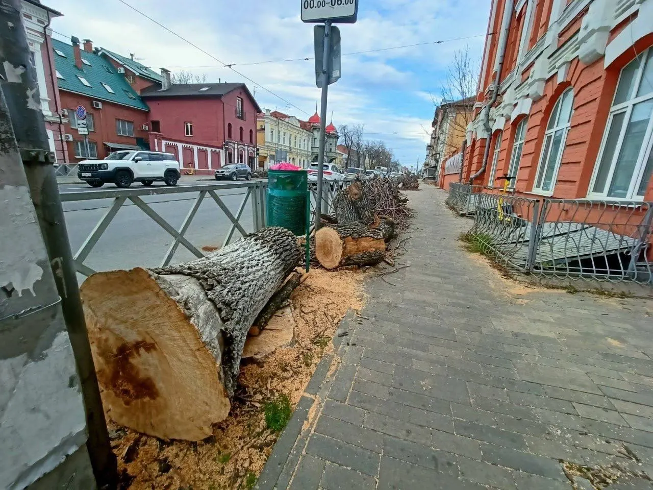 В Самаре продолжается вырубка деревьев вдоль улицы Фрунзе между Филармонией и Некрасовской.